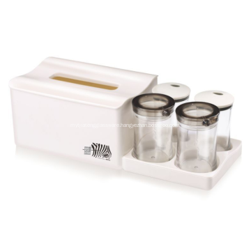 Plastic Tissue Box with 4 Divider Jar